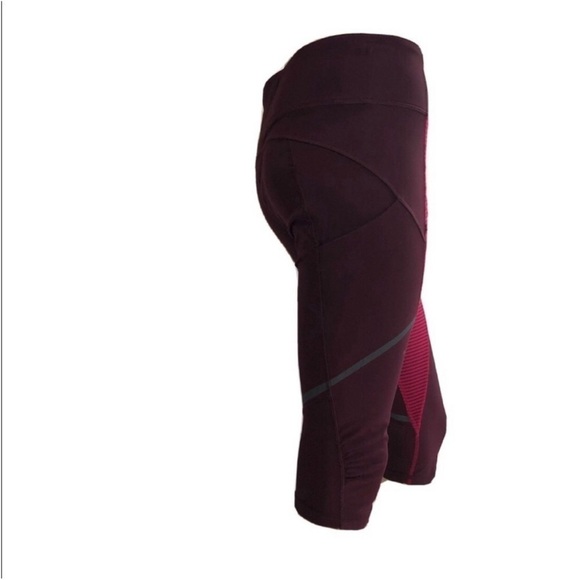 Lululemon low cut crop leggings side pockets red with stripes - Picture 2 of 15